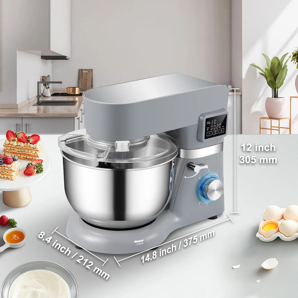 660 W 6-Speed Tilt-Head Stand Mixer with 5.8 Qt Stainless Steel Bowl, Gray T31135