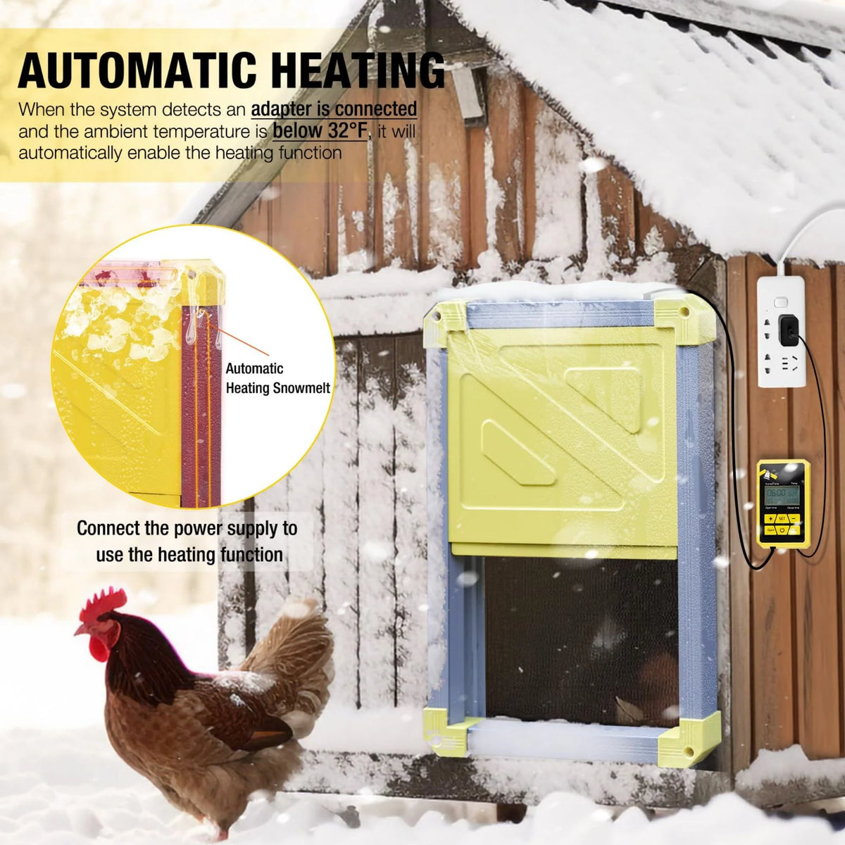 Solar Automatic Chicken Coop Door with Light Sensor Y307961