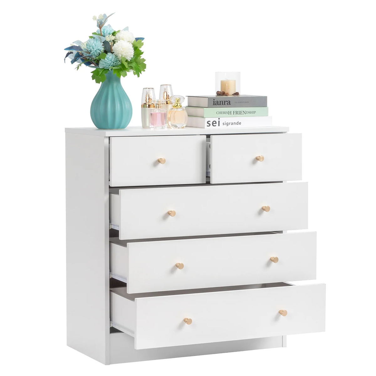 White 7 Drawer Wood Dresser U1757