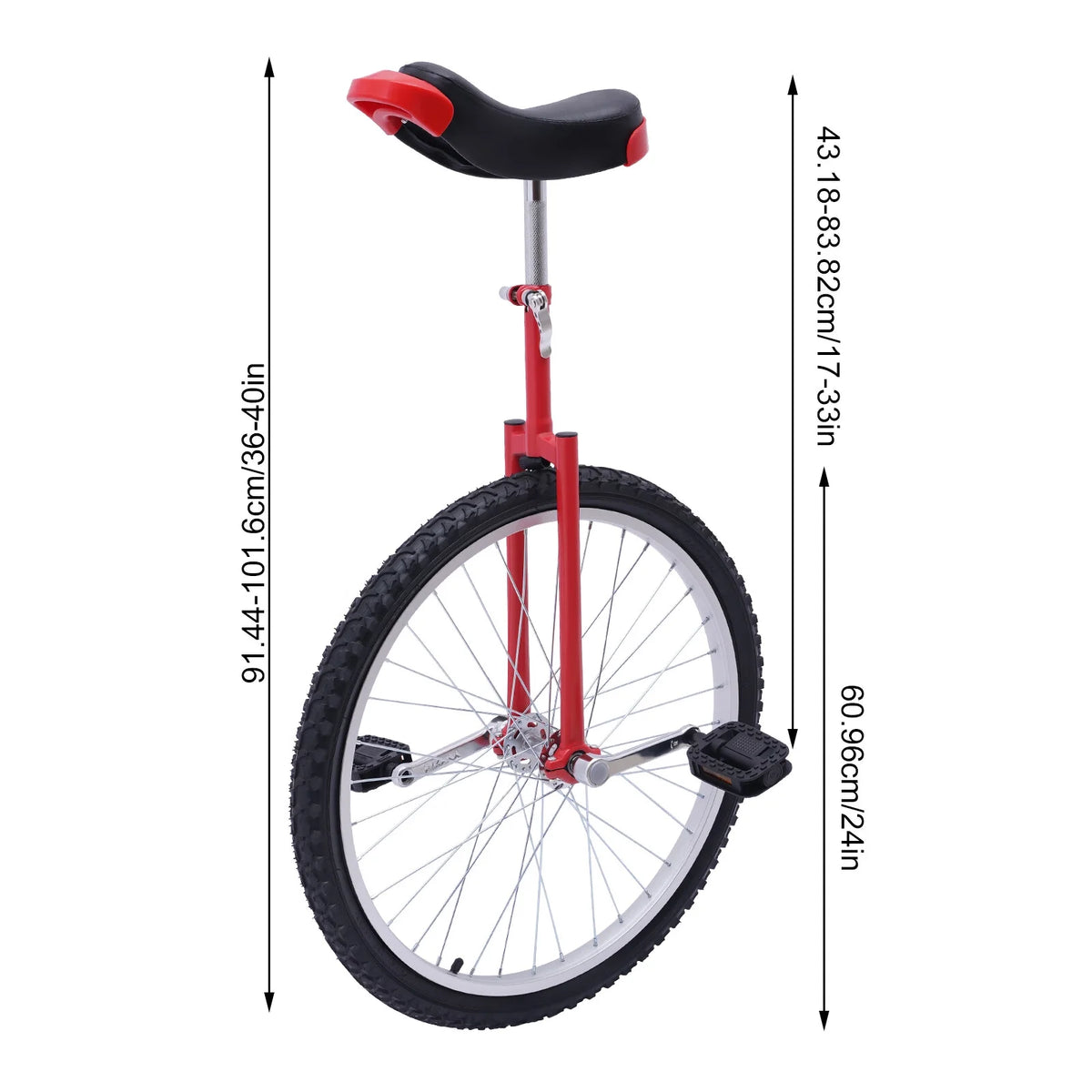 16 Inch Wheel Unicycle Height Adjustable Red W192