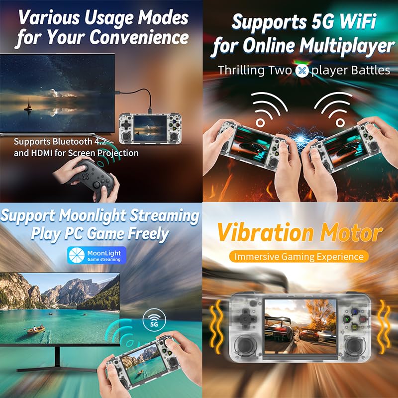 Black Retro Handheld Game Console with 3.5 inch IPS Screen and 64G TF Card J5755