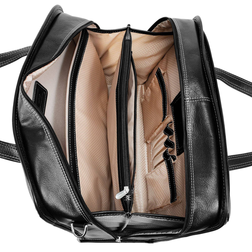 Black Leather Detachable Wheeled Laptop Case K174623