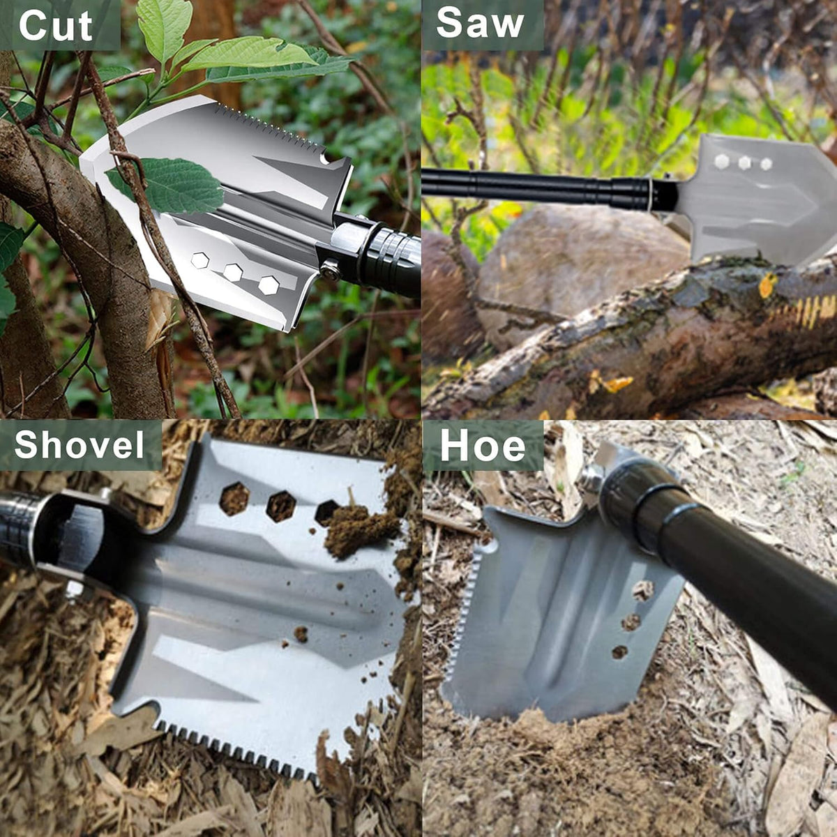 Foldable High Carbon Steel Tactical Shovel with Adjustable Tube R565073