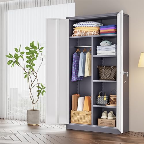 Black Metal Storage Cabinet with Adjustable Shelves X8482