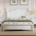 White Queen Size Wood Platform Bed Frame with Headboard W56941