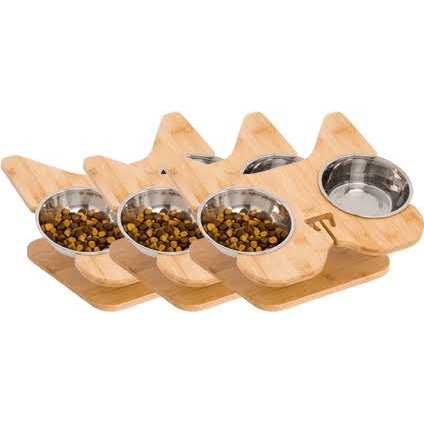Elevated Dog Bowl Stand with Stainless-Steel Food and Water Bowls F535