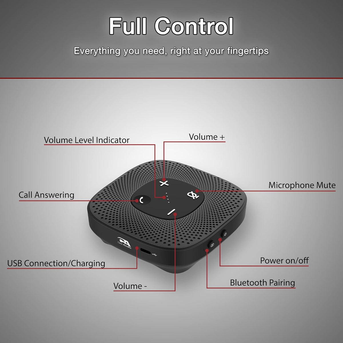 USB and Bluetooth Speakerphone with 360 Degree Noise Cancelling Microphone C926