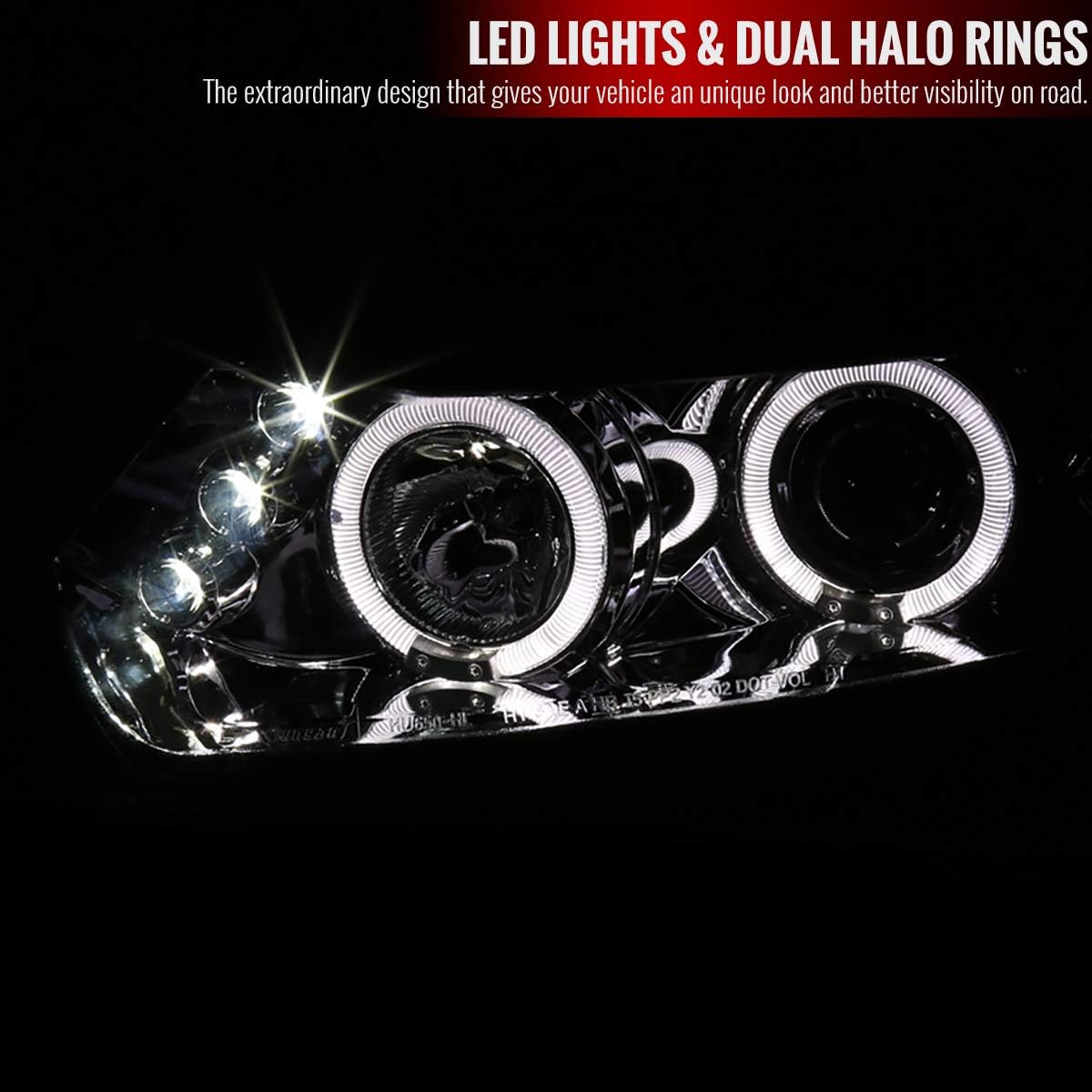 Black LED Projector Headlights Pair Z8612