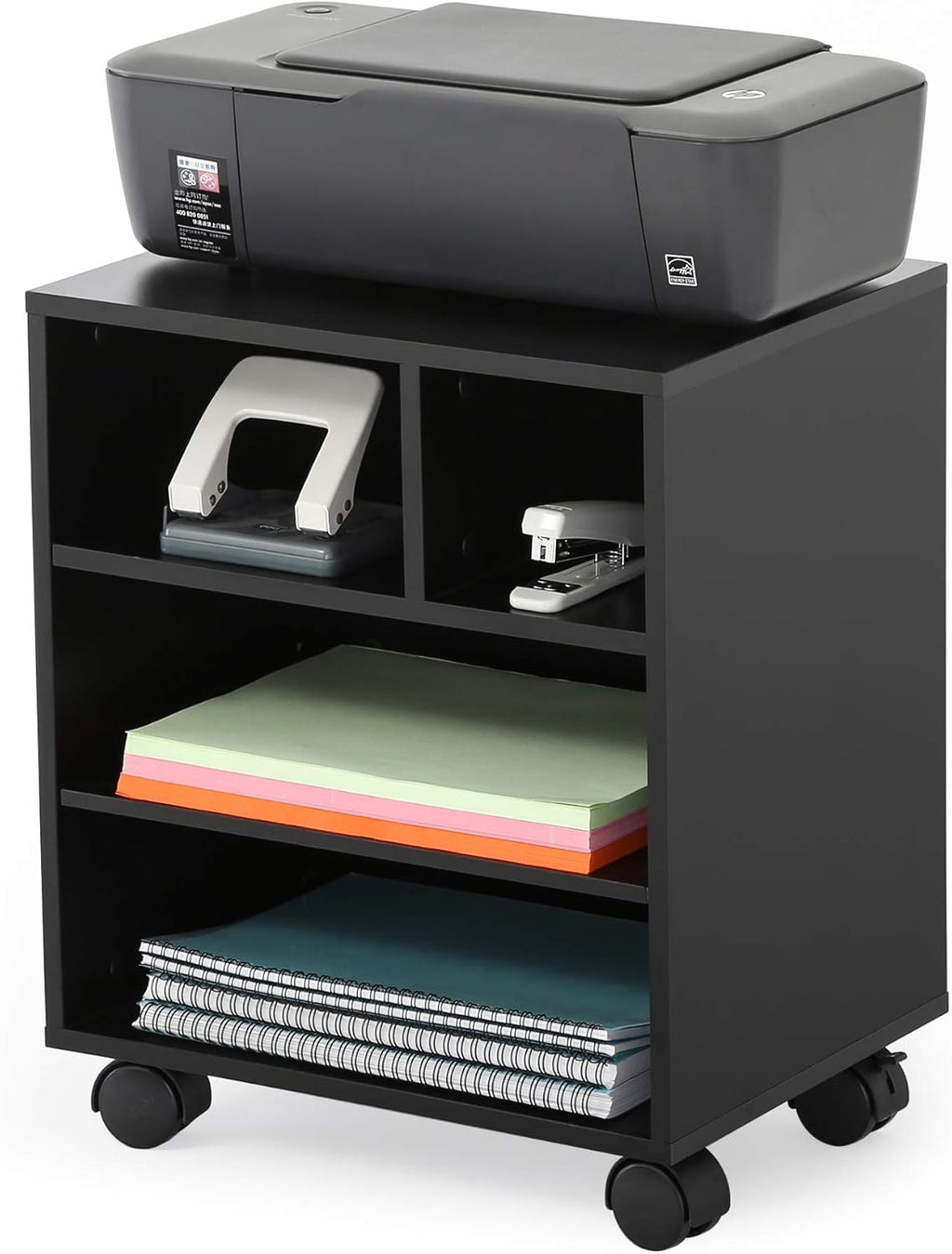 Black Adjustable Printer Stand with Wheels S245