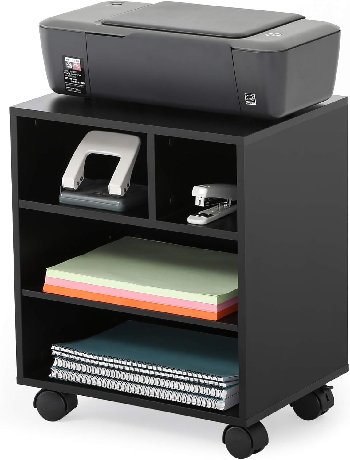 Black Adjustable Printer Stand with Wheels S245
