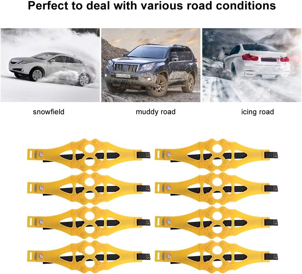 8Pcs Universal Anti-skid Car Snow Tire Chains U46449