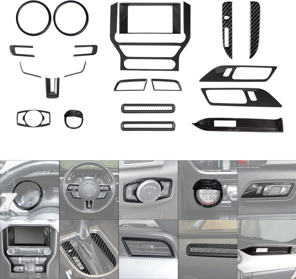 20 PCS Carbon Fiber Grain Interior Trim Cover Kit U613336