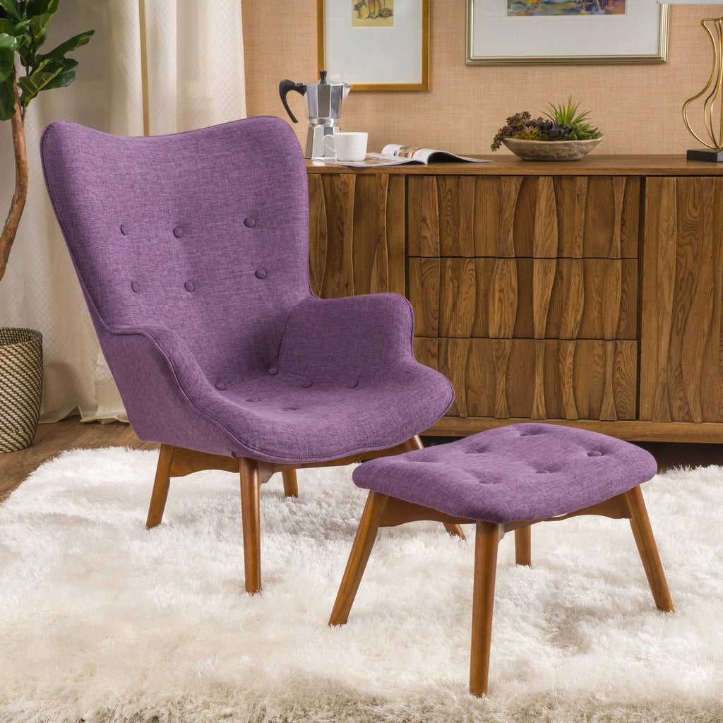 Mid Century Modern Contour Chair with Footstool Z349070