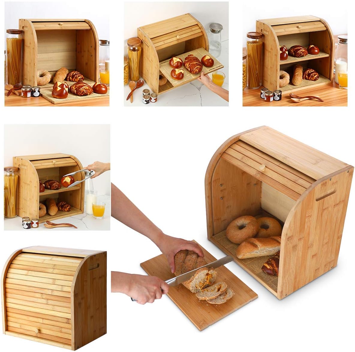 Bamboo 2 Layer Bread Box A87408