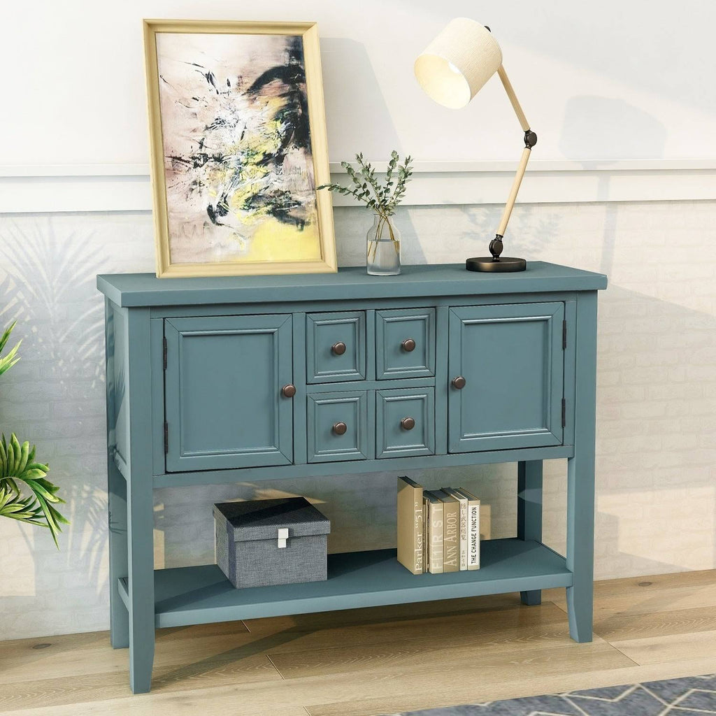 Dark Blue Sideboard Console Table with Bottom Shelf O72933