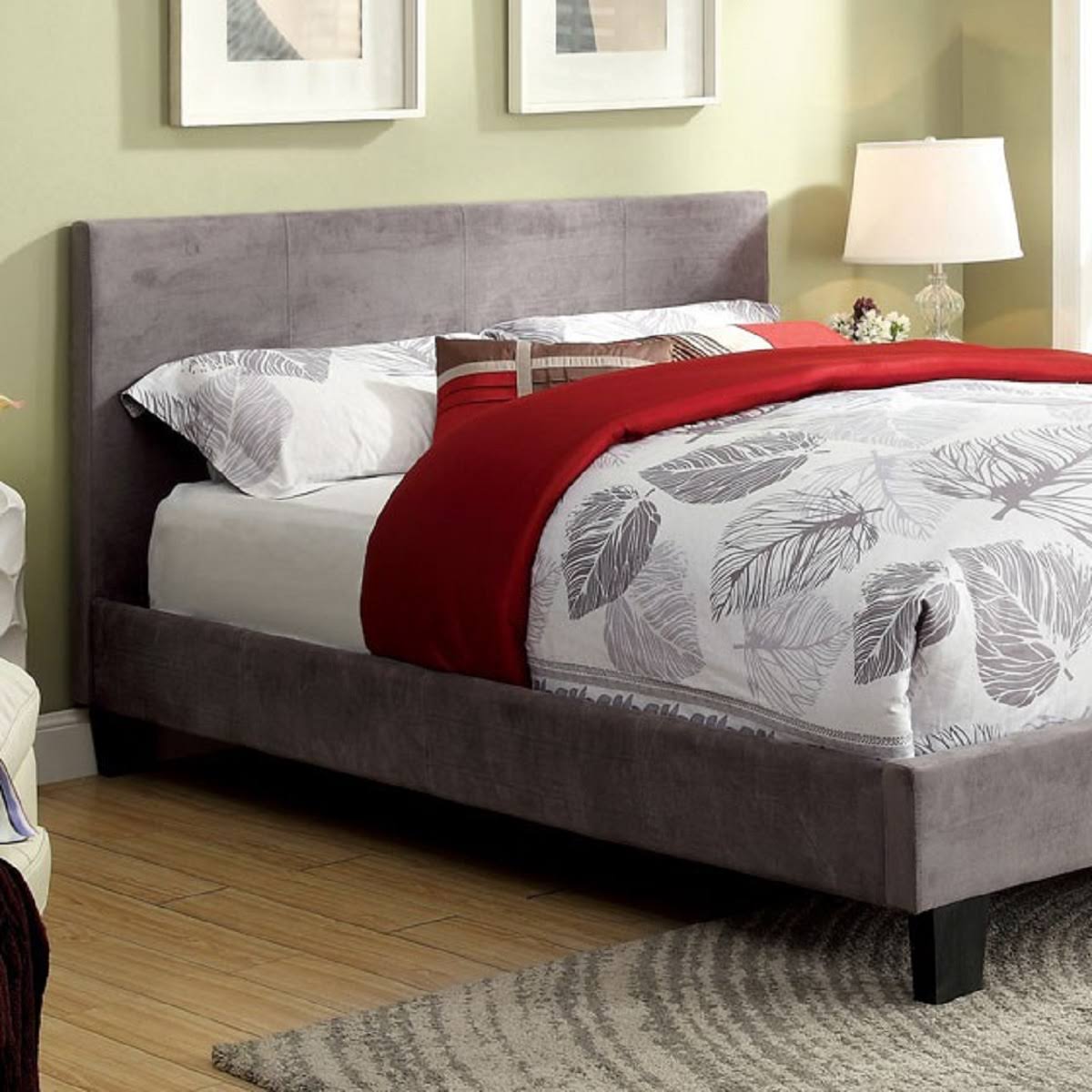 Gray Fabric King Bed J196796
