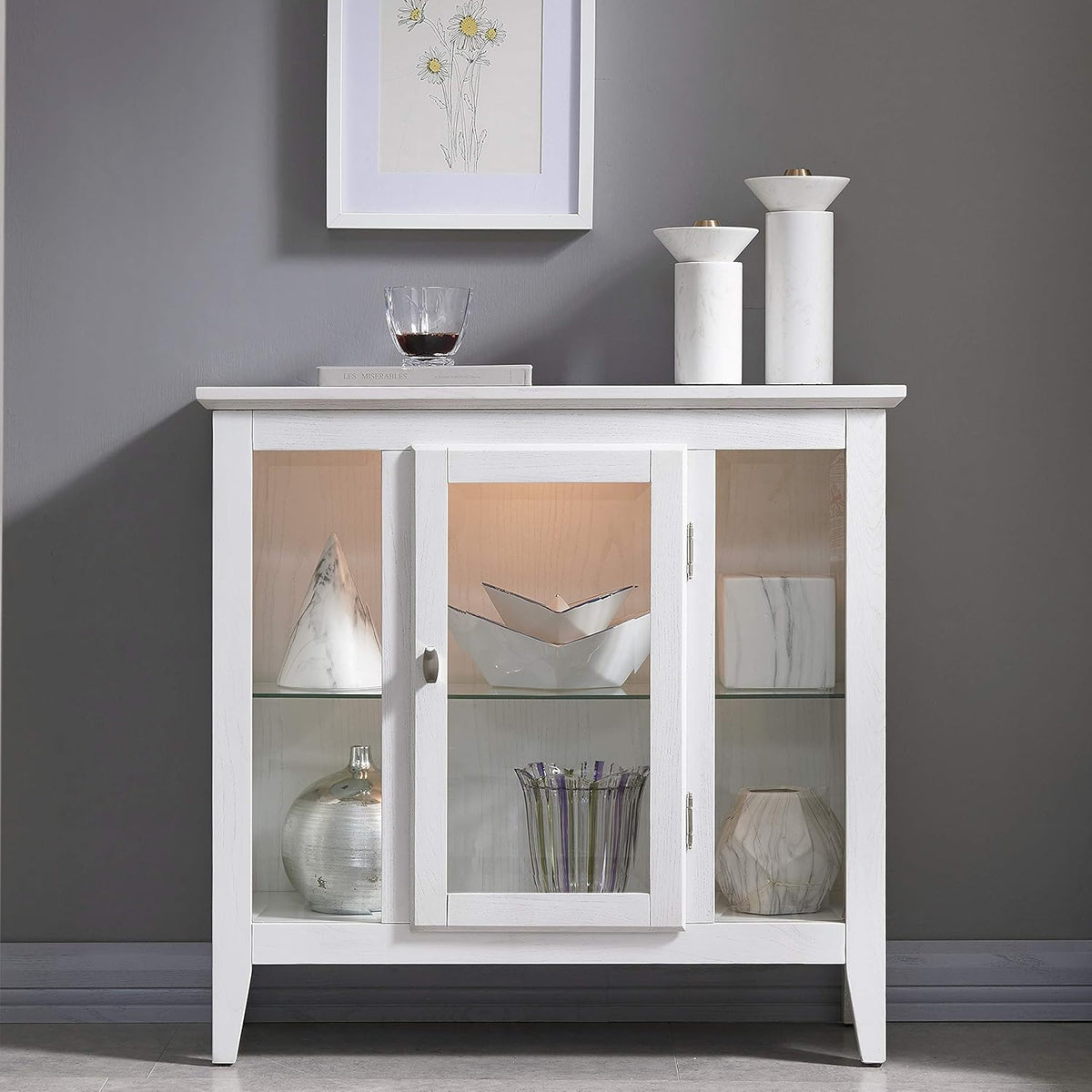 Weathered White Curio Cabinet C813