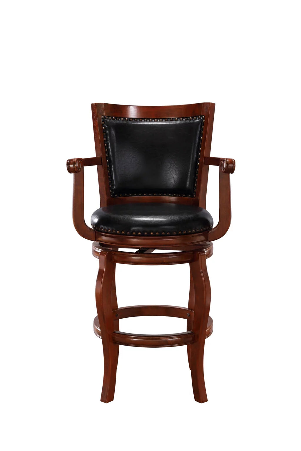 Black Cherry Wood Swivel Bar Stool with Arms V1251