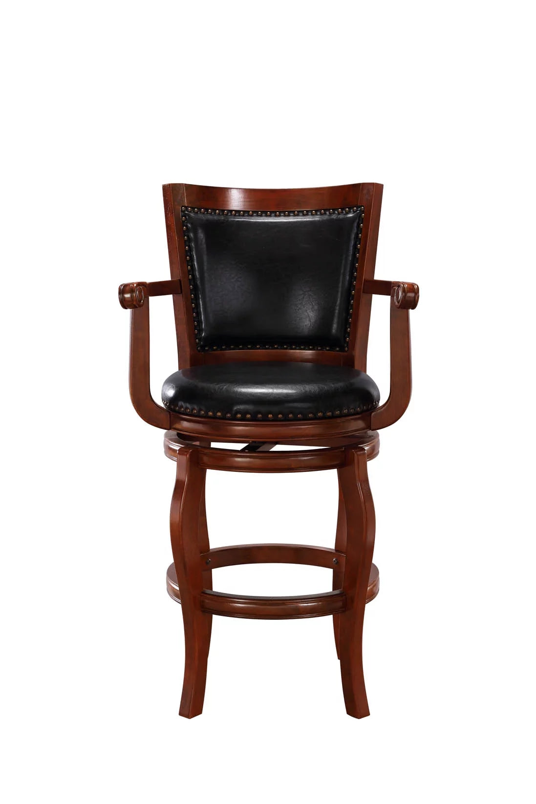 Black Cherry Wood Swivel Bar Stool with Arms V1251