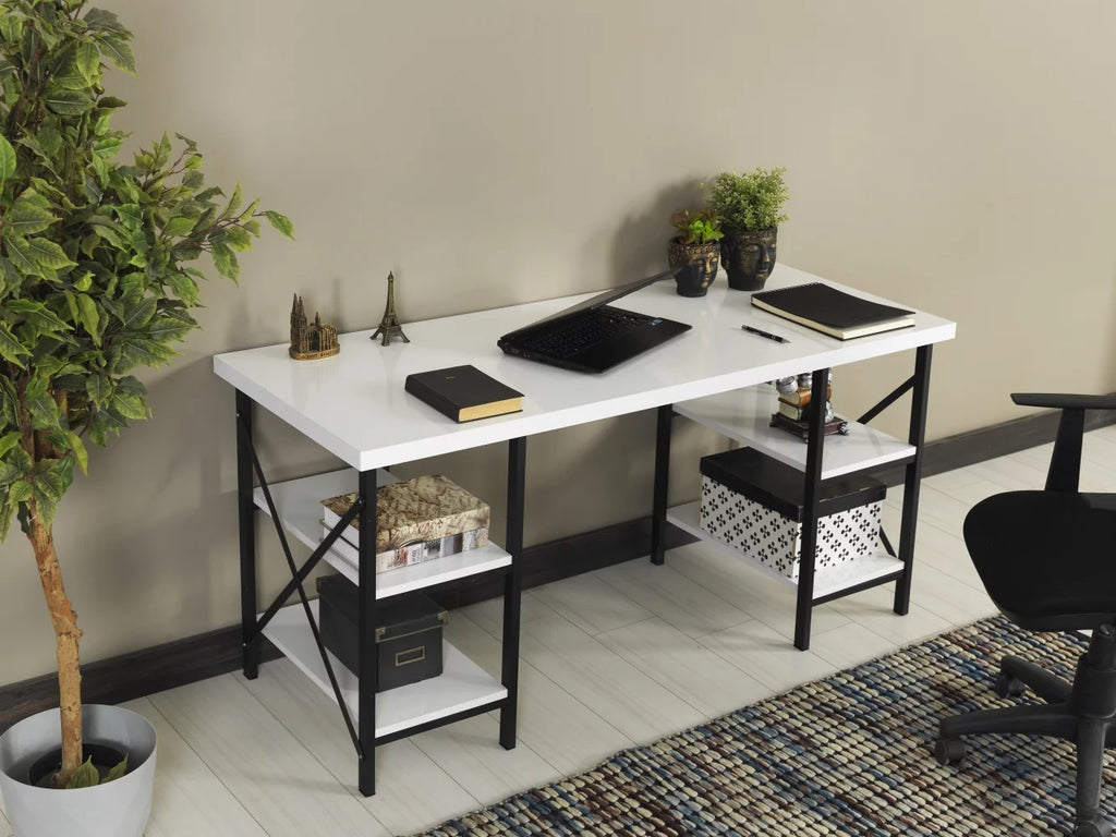 White 60" Wood Top Computer Desk B7890