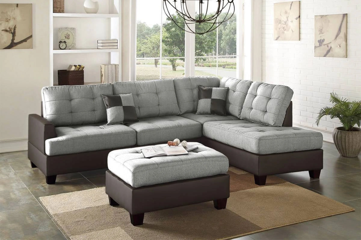 3pc Faux Leather Sectional Sofa Set Z83294