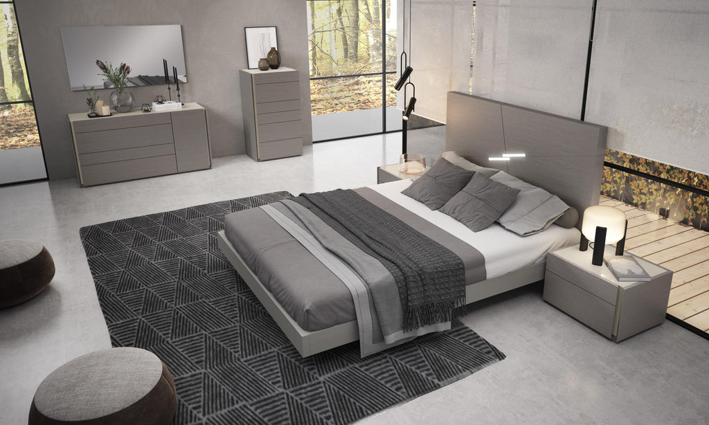 King Bedroom Set 5Pcs Grey Finish I7170