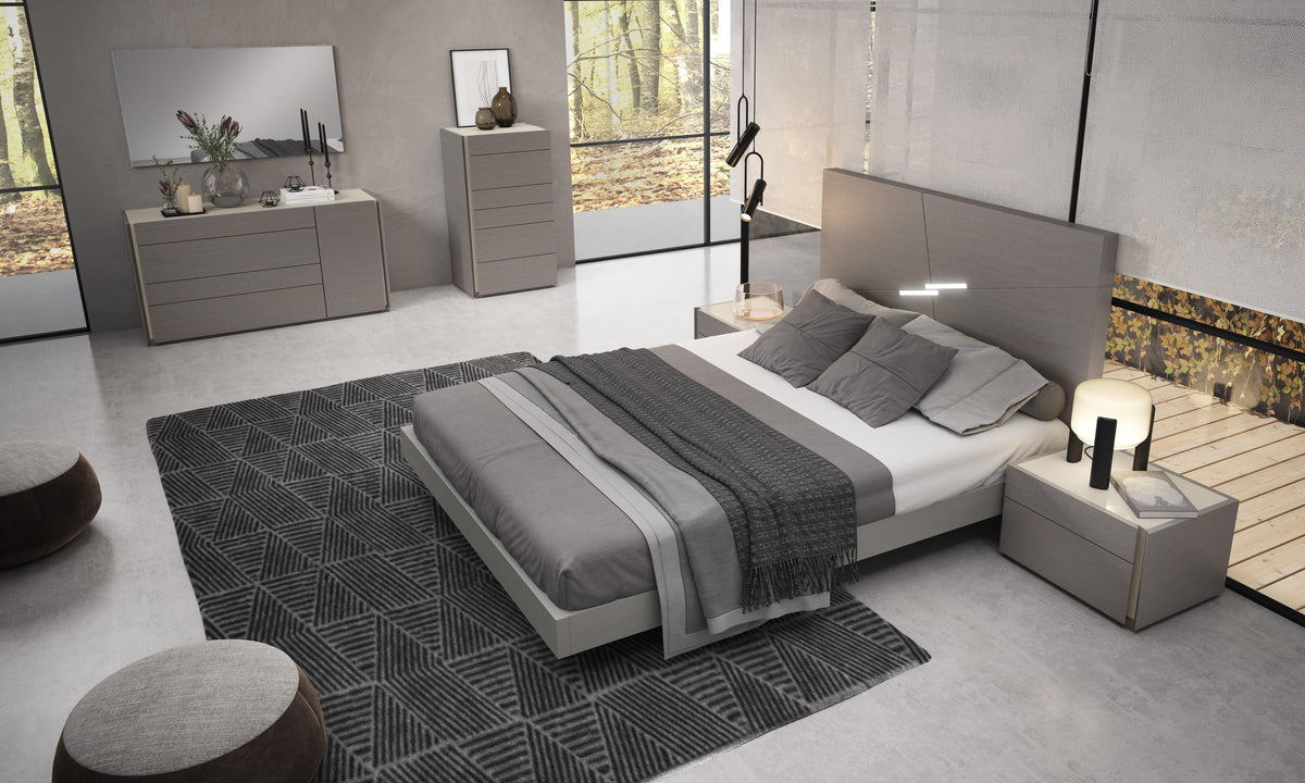 King Bedroom Set 5Pcs Grey Finish I7170