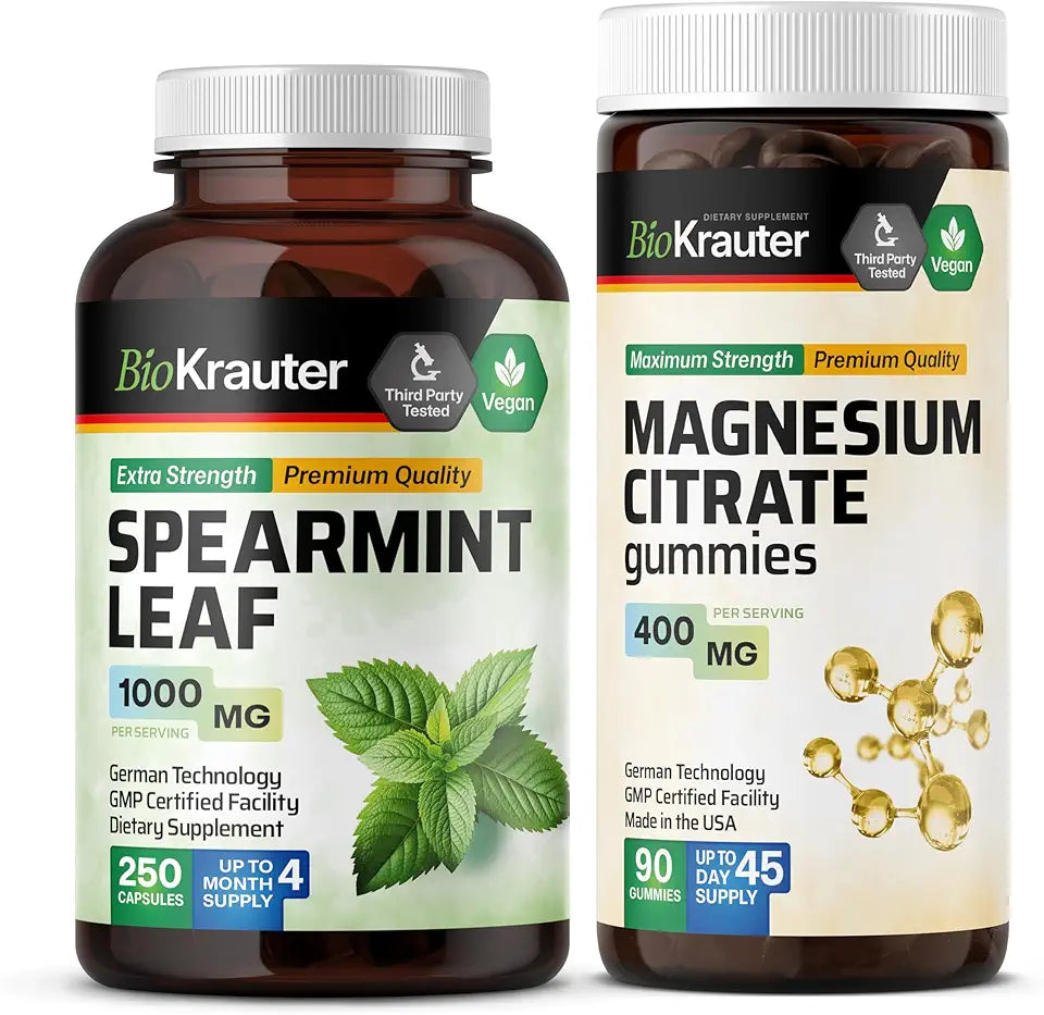 Spearmint 250 Capsules & Magnesium 90 Gummies L87434
