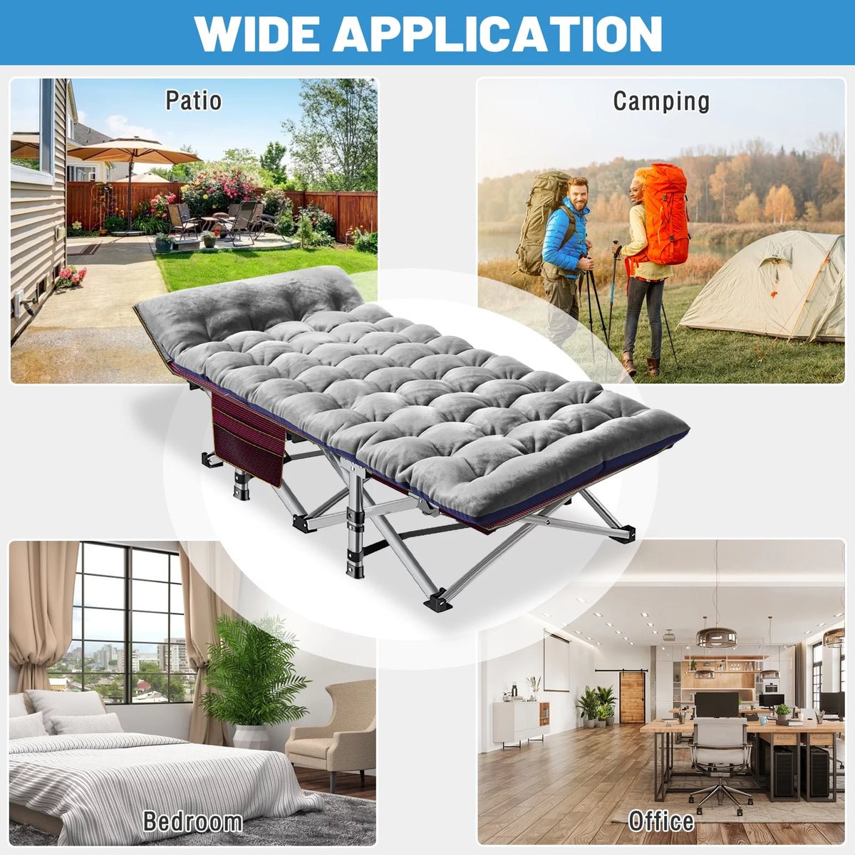 Camping Cot with Detachable Mattress and Carry Bag T919