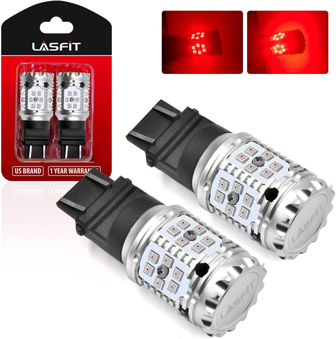 Bright Red 3157 LED Bulb for Brake Tail Light, Pack of 2 U882