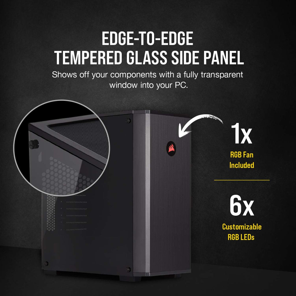 Black Tempered Glass Mid-Tower ATX Gaming Case X545213