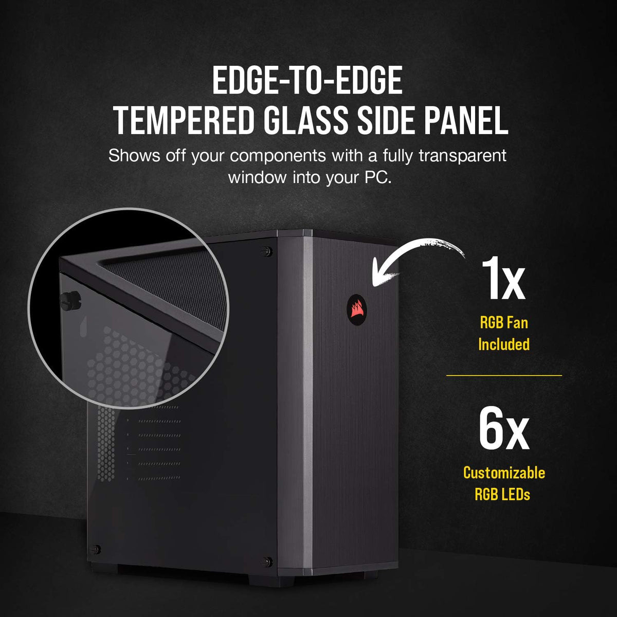 Black Tempered Glass Mid-Tower ATX Gaming Case X545213