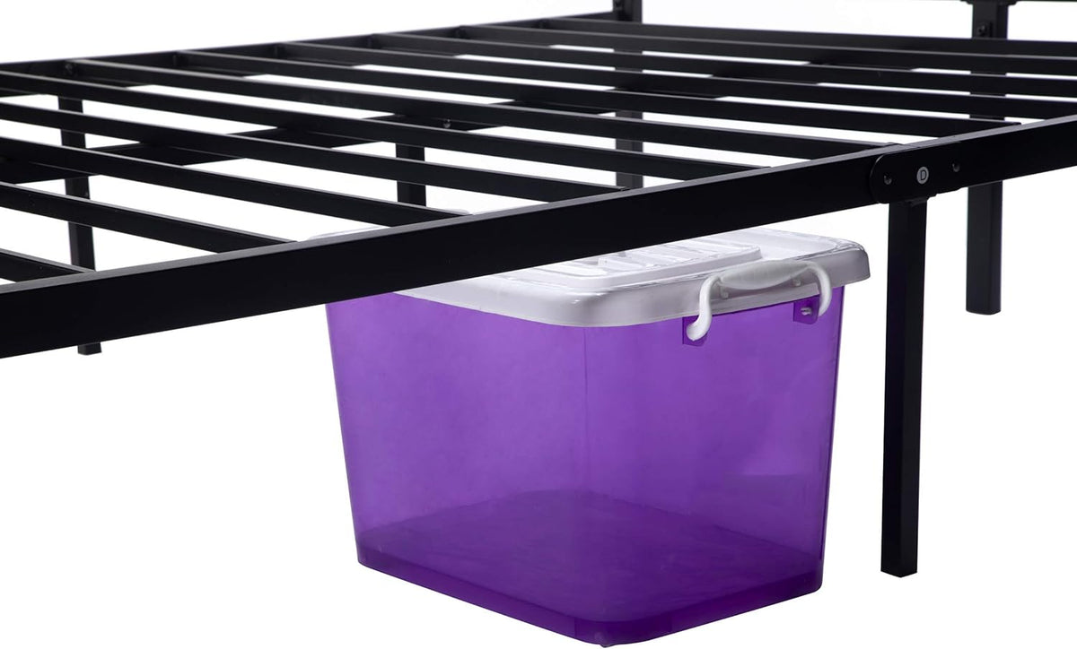 16 Inch Black Metal Platform Bed Frame with Headboard and Footboard California King R58677