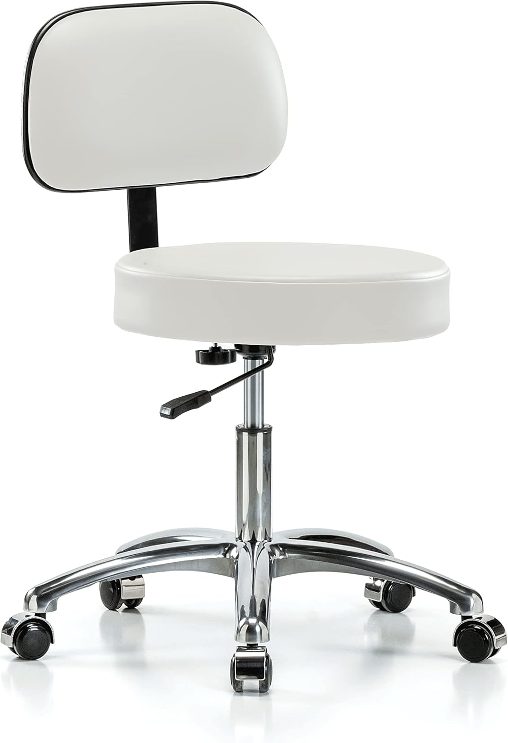 Chrome Height Adjustable Exam Stool with Back S323