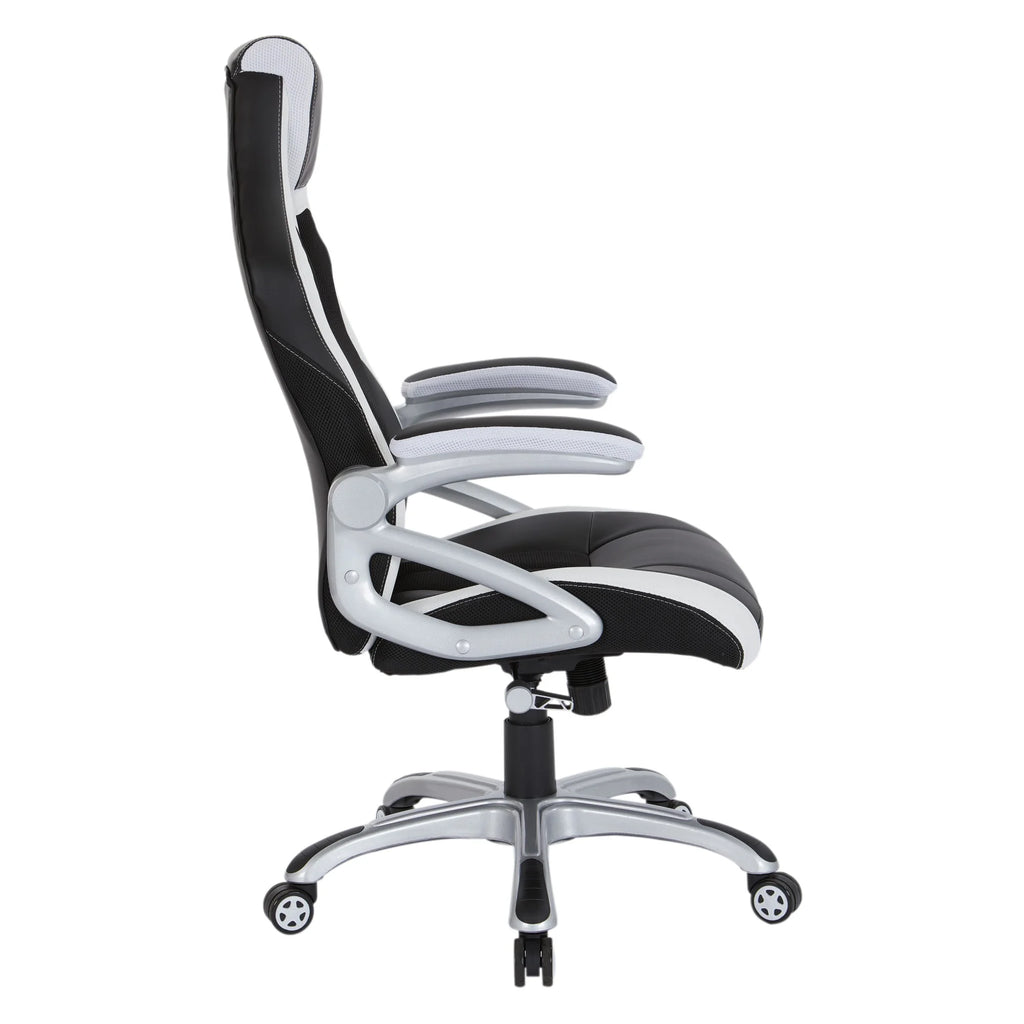 Black Chair with White Trim and Silver Base H53392