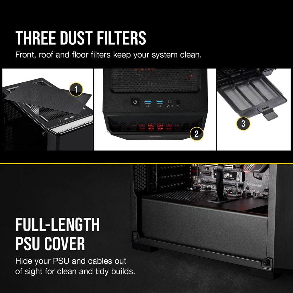 Black Tempered Glass Mid-Tower ATX Gaming Case X545213