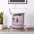 2-shelf Home Bar Silver and Frosted Glass L497