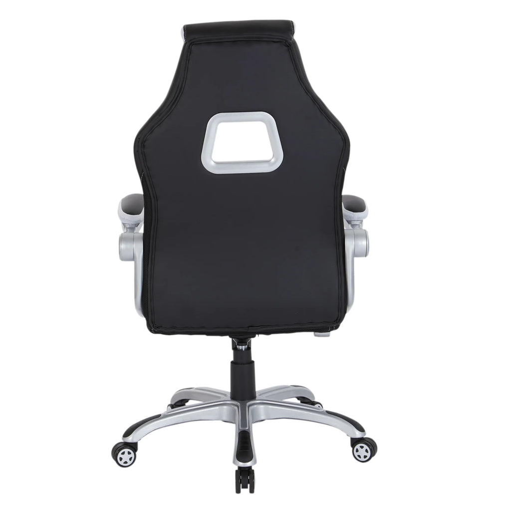 Black Chair with White Trim and Silver Base H53392