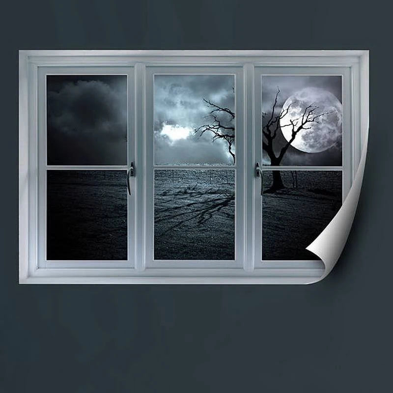 Full Moon Window Wall Decal G858