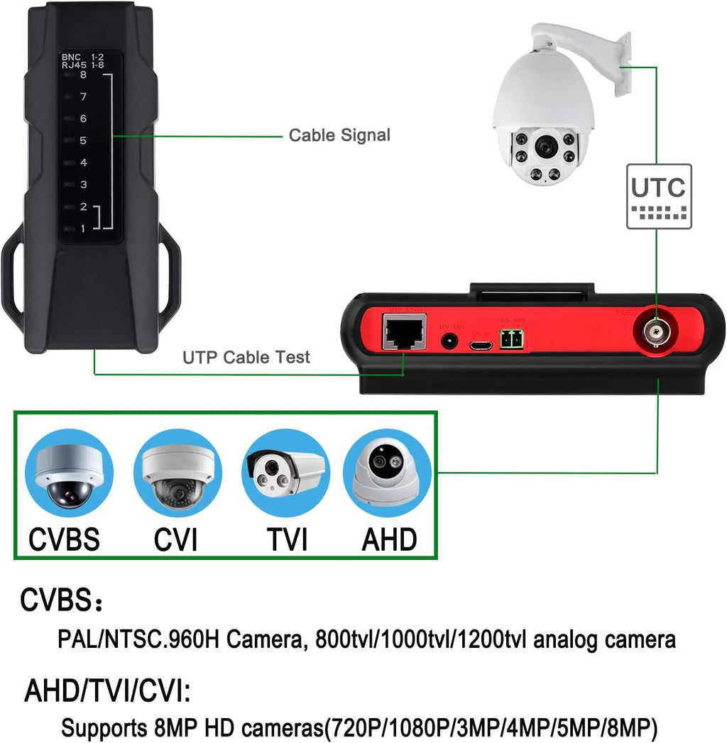 4-in-1 Portable CCTV Tester HD 8MP 4.3-inch LCD M346525