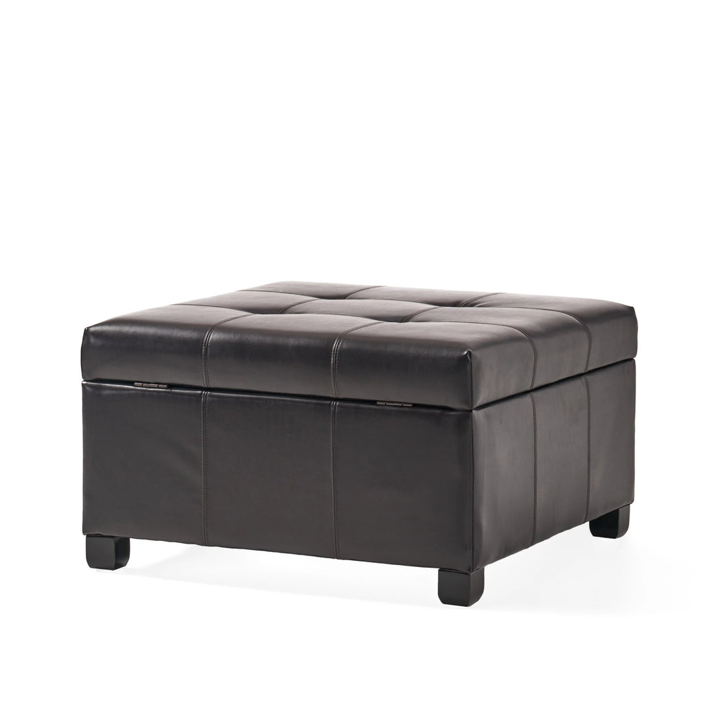 Espresso Bonded Leather Storage Ottoman L811513