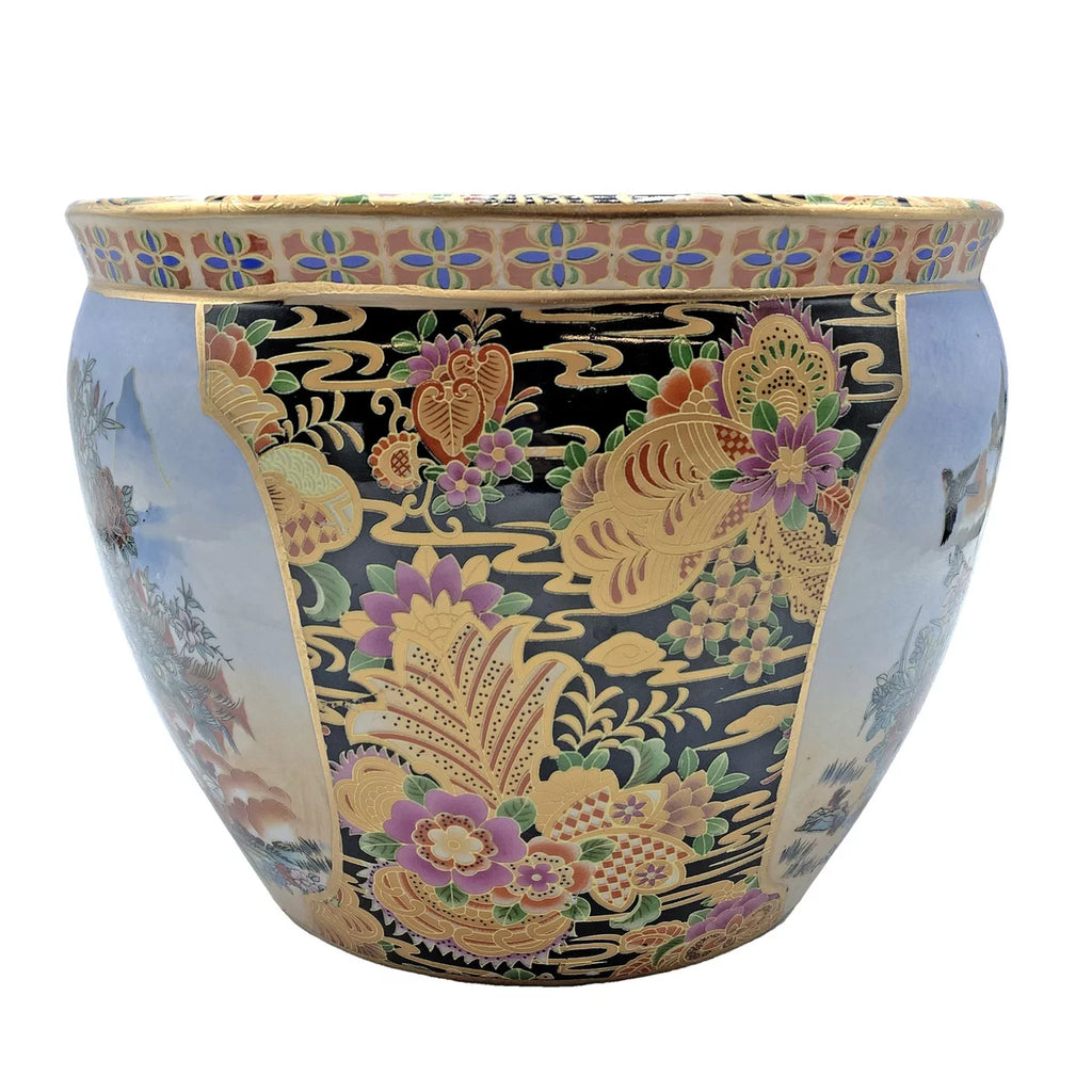 Japanese Satsuma Peacock Planter 10 inch C4210