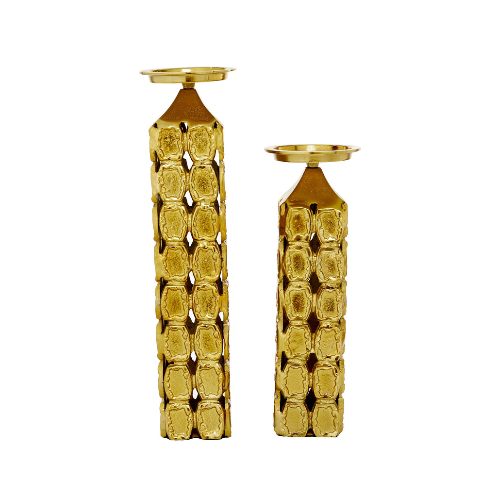 Gold Aluminum Contemporary Candle Holder A533576