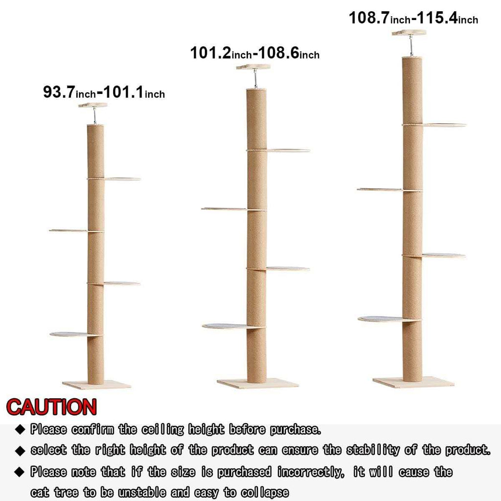 Floor-to-Ceiling Cat Tree with Sisal Rope Scratching Post L636