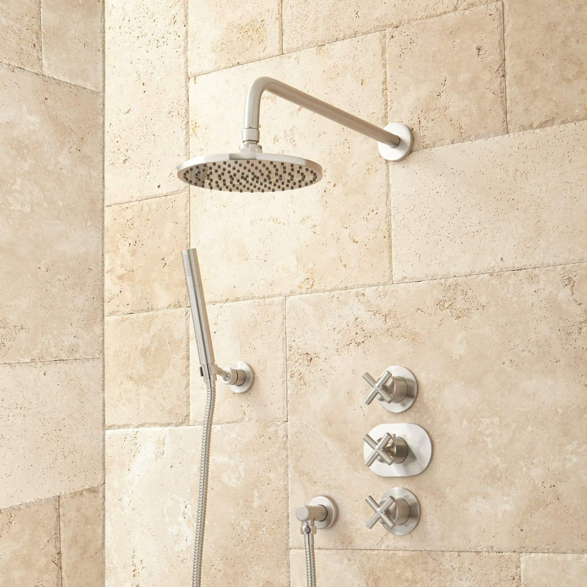 Thermostatic Shower System with Rainfall Shower Head and Hand Shower B75794