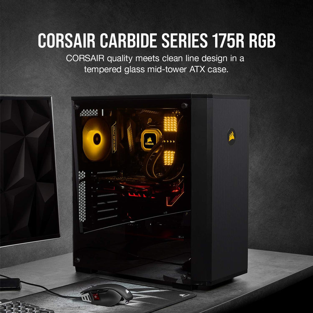 Black Tempered Glass Mid-Tower ATX Gaming Case X545213