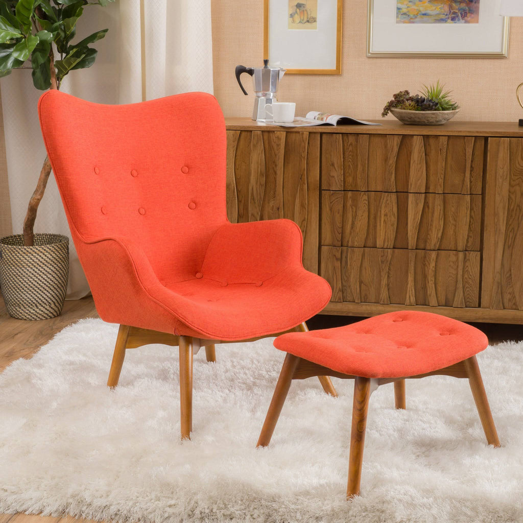 Mid Century Modern Contour Chair with Footstool Z349070