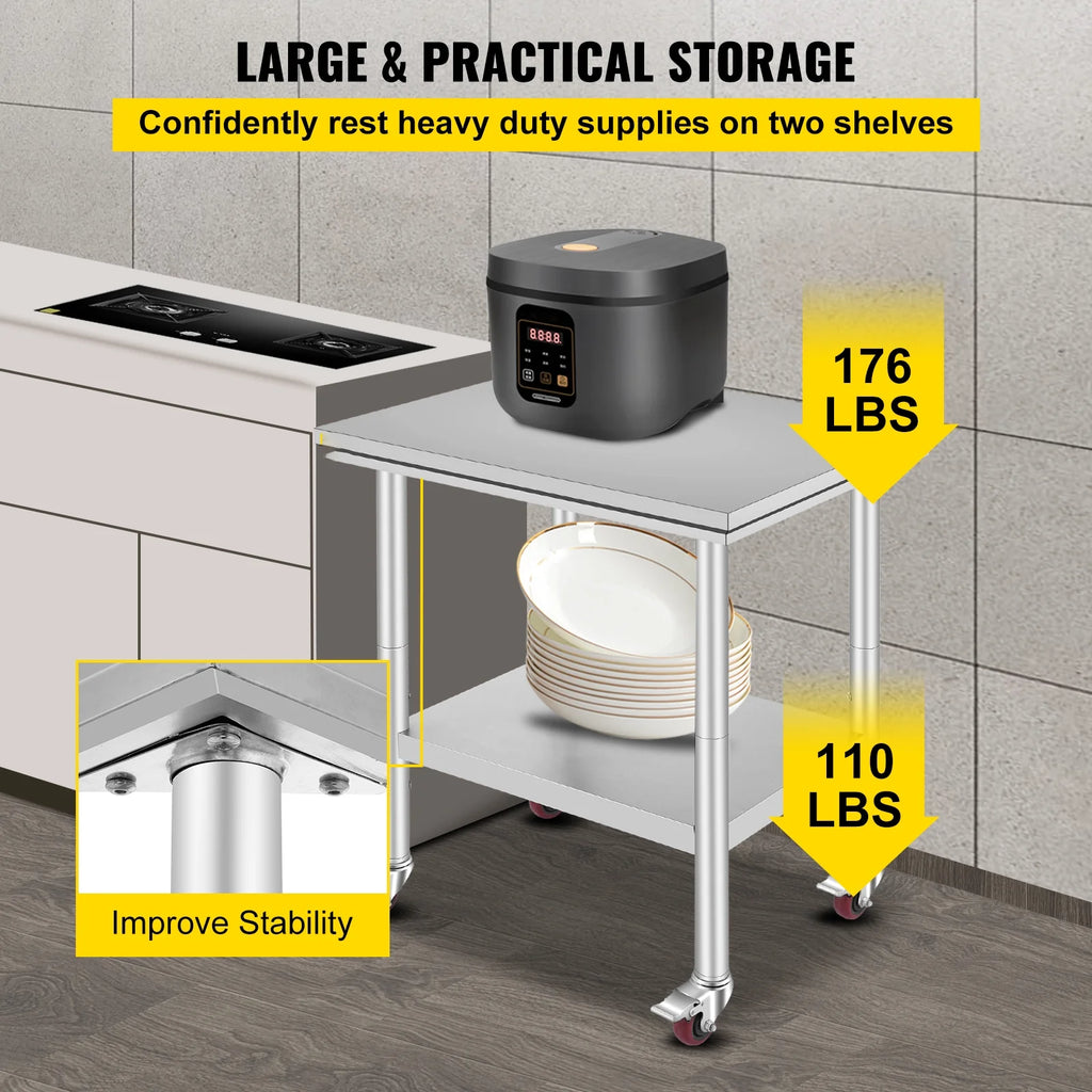 Stainless Steel Work Table with Wheels I4748