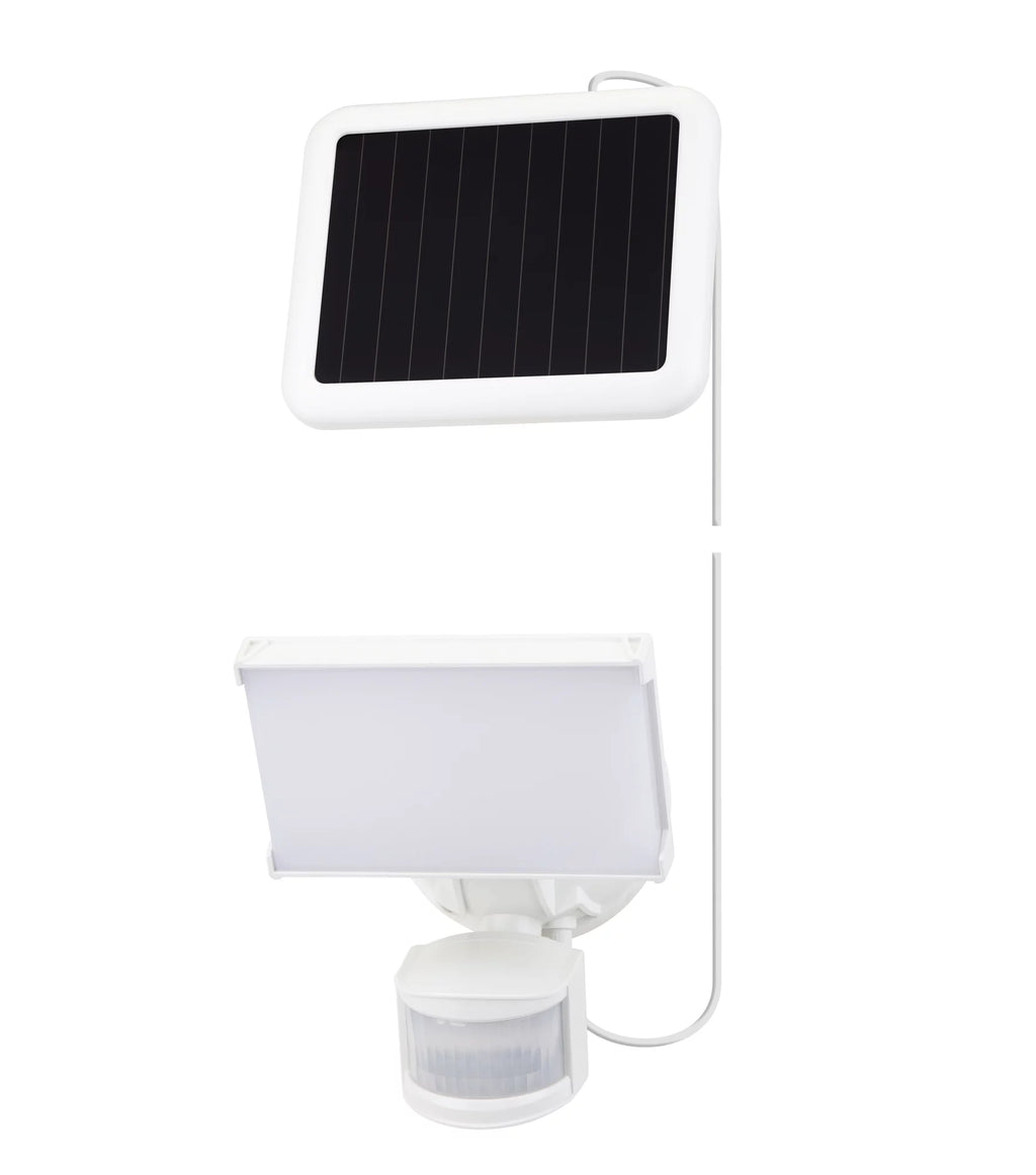 Solar Three Head LED Motion Sensing Security Flood Light, White, 2000 Lumen O8128