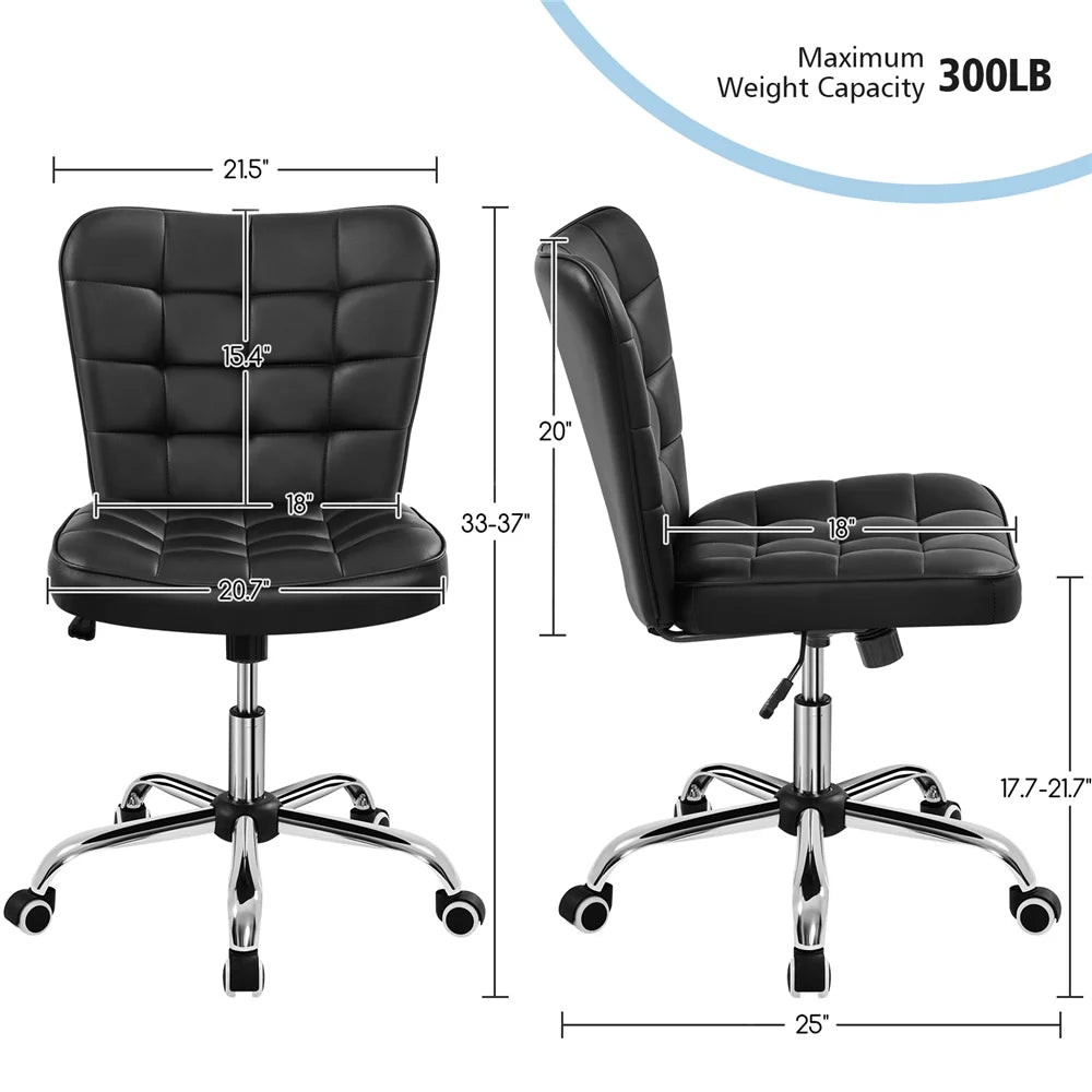 Black Tufted Faux Leather Desk Chair V137